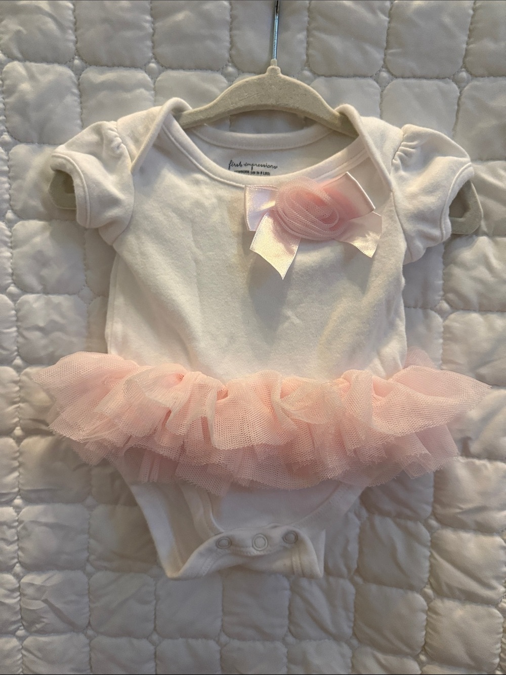 First Impressions White and Light Pink Tutu Bodysuit